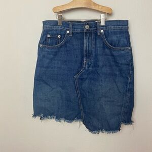 rag & bone Blue Distressed Mini Skirt
